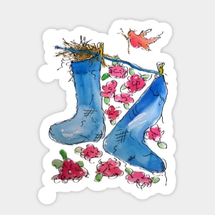 Bird Nest in Socks Sticker